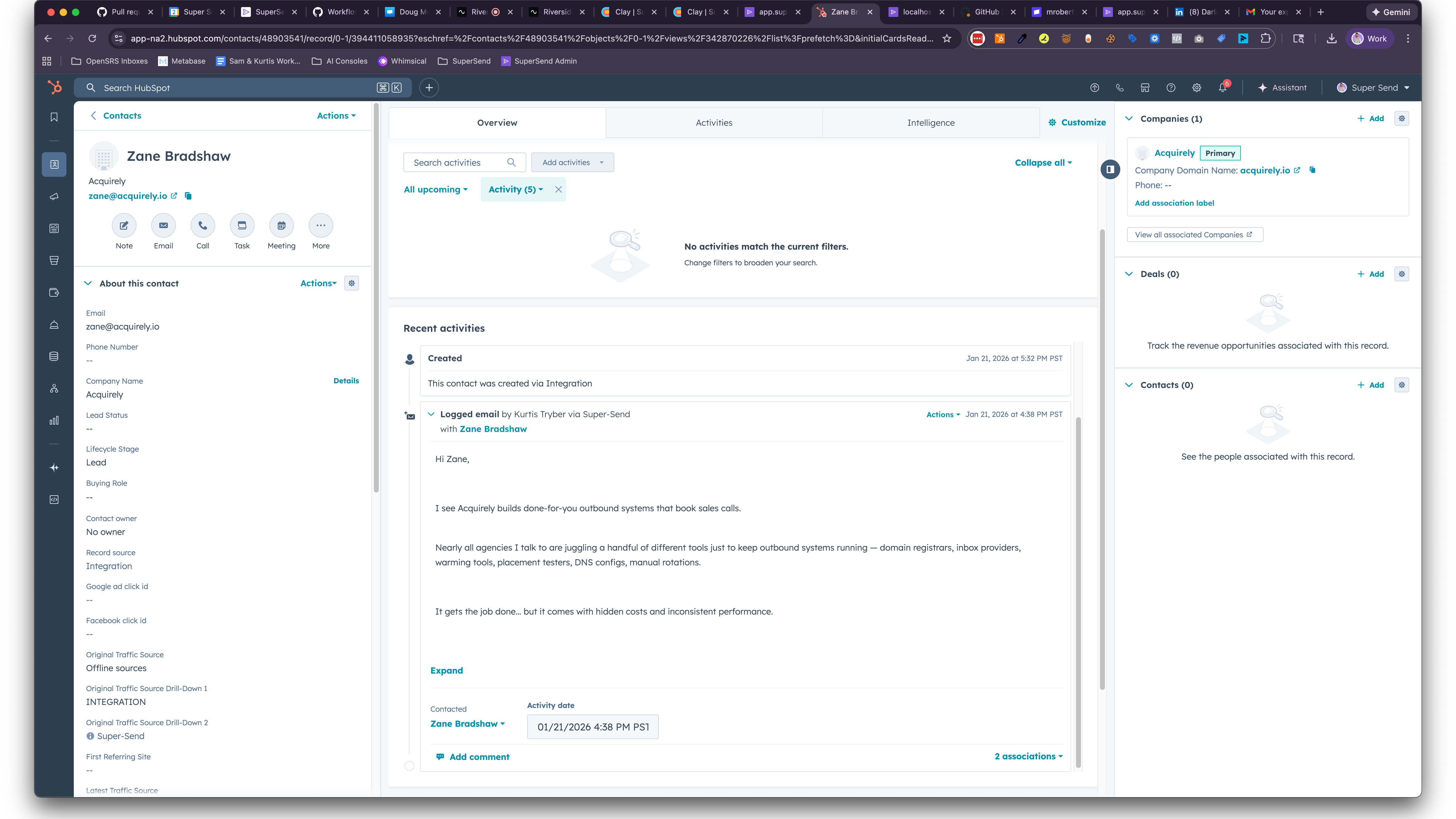 Showing hubspot data